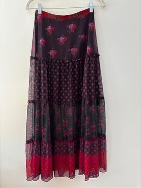 Desigual Floral Tiered Skirt Size Small Roses